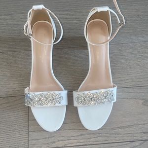 Like new, JJ House white and silver bridal block heel